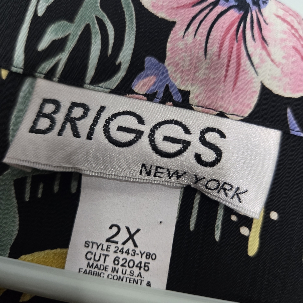 Briggs New York Vintage Black Floral Long Sleeve Shirt 2X - Picture 5 of 6